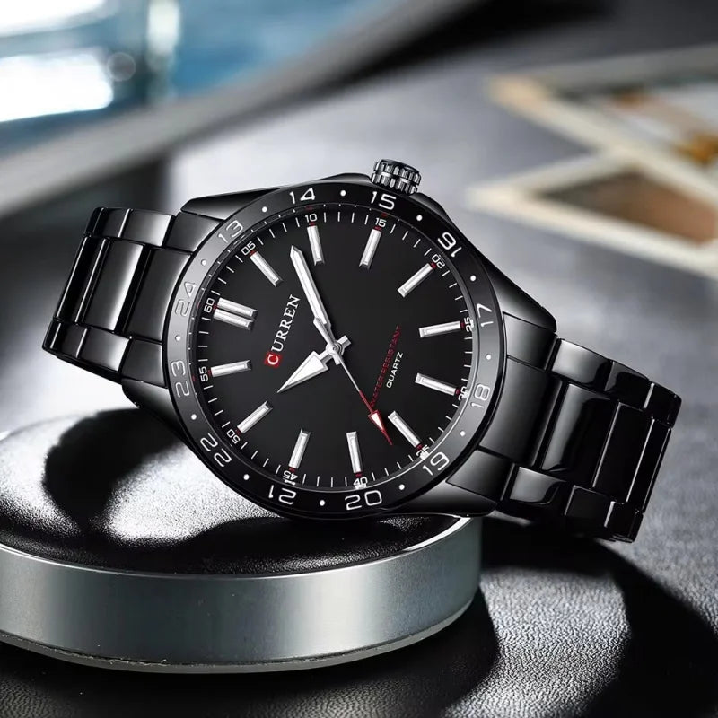 Curren 8452 moda masculina relógios de quartzo clássico aço inoxidável à prova dwaterproof água luminosa esportes lazer negócios relógio de pulso presentes