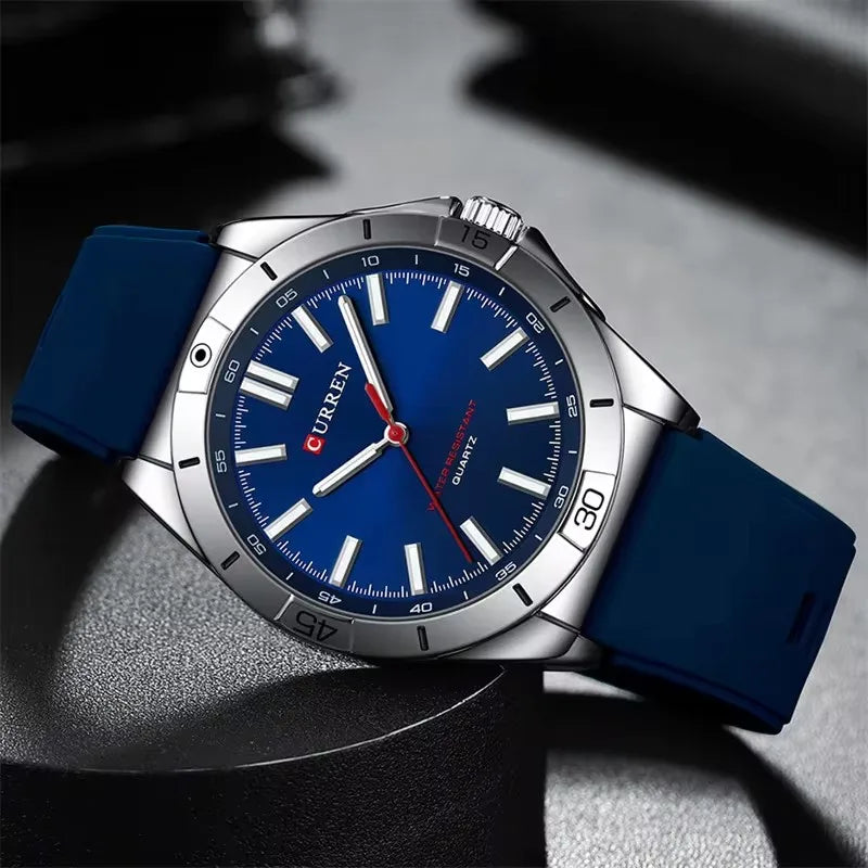 Curren 8449 nova moda masculina relógio de quartzo negócios luminoso relógio masculino à prova dwaterproof água pulseira silicone casual relógio de pulso reloj hombre
