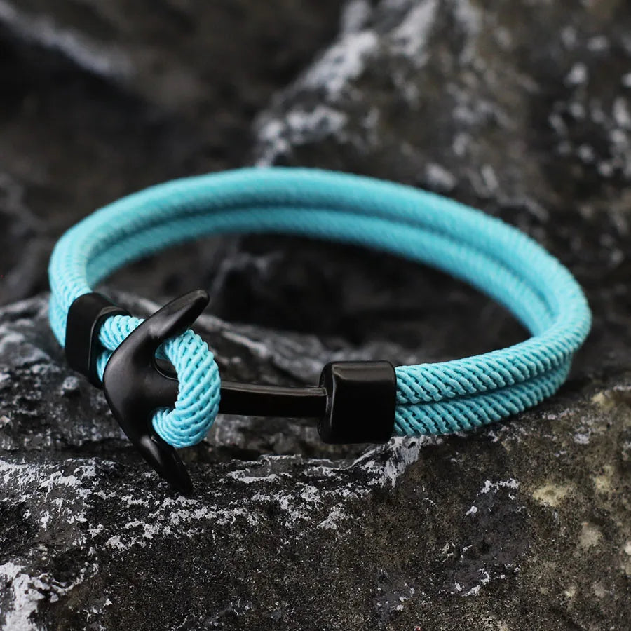 New Men Anchor Bracelet 2025 Handcrafted Nautical Wrap Rope Braslet Beach Surfing Casual Jewelry Lucky Red Thread Braclet Joias