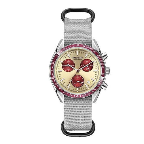 Megir 2247 relógio de quartzo de luxo masculino lona tecelagem cinta cronógrafo calendário vida à prova dwaterproof água lazer moda relógio masculino presente