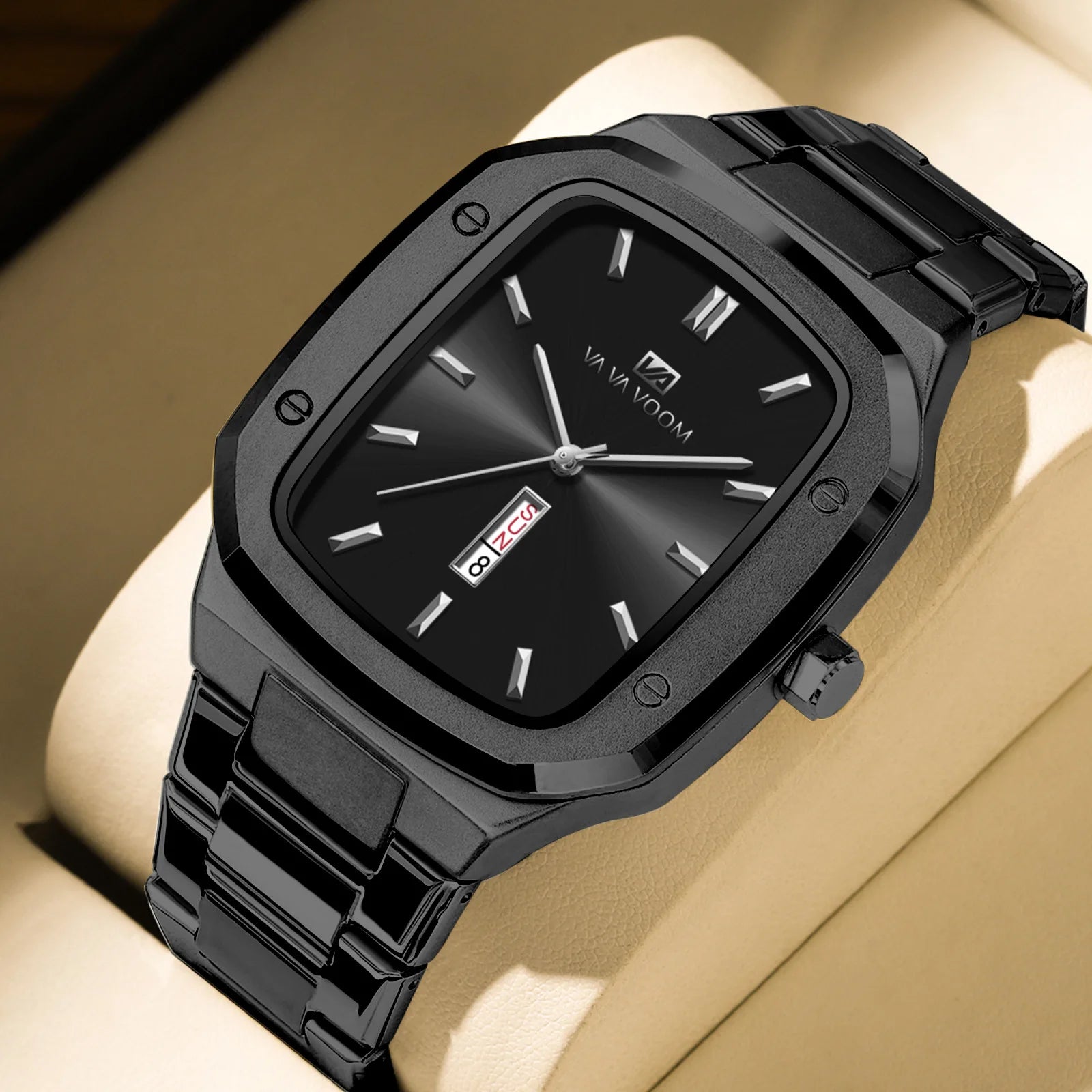 Relógio masculino high end negócios à prova dwaterproof água criativo duplo calendário tira de aço alta qualidade moda masculina relógios quartzo