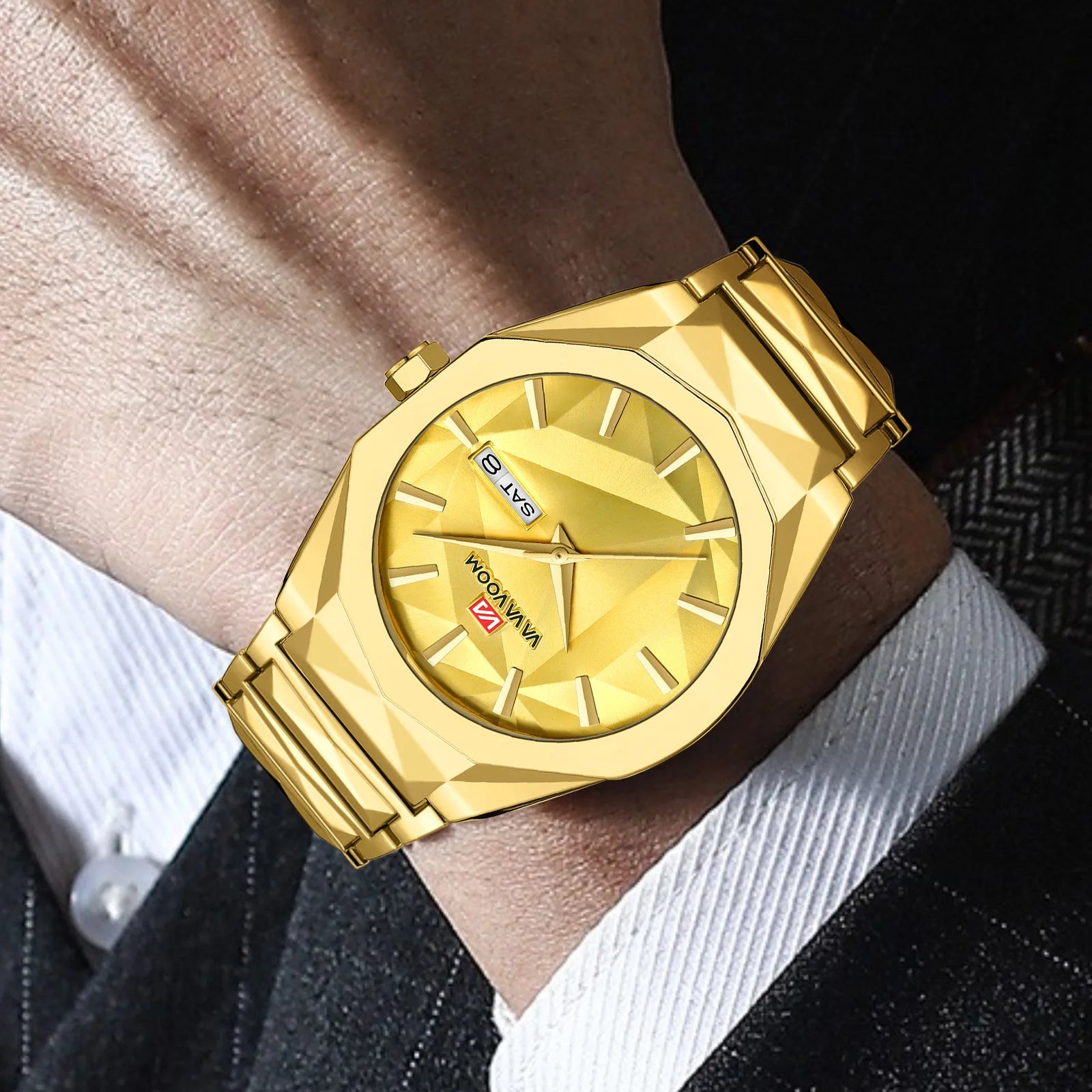 Novo relógio masculino tendência de negócios calendário duplo à prova dwaterproof água aço inoxidável mudança cor dial masculino moda relógio quartzo relógios