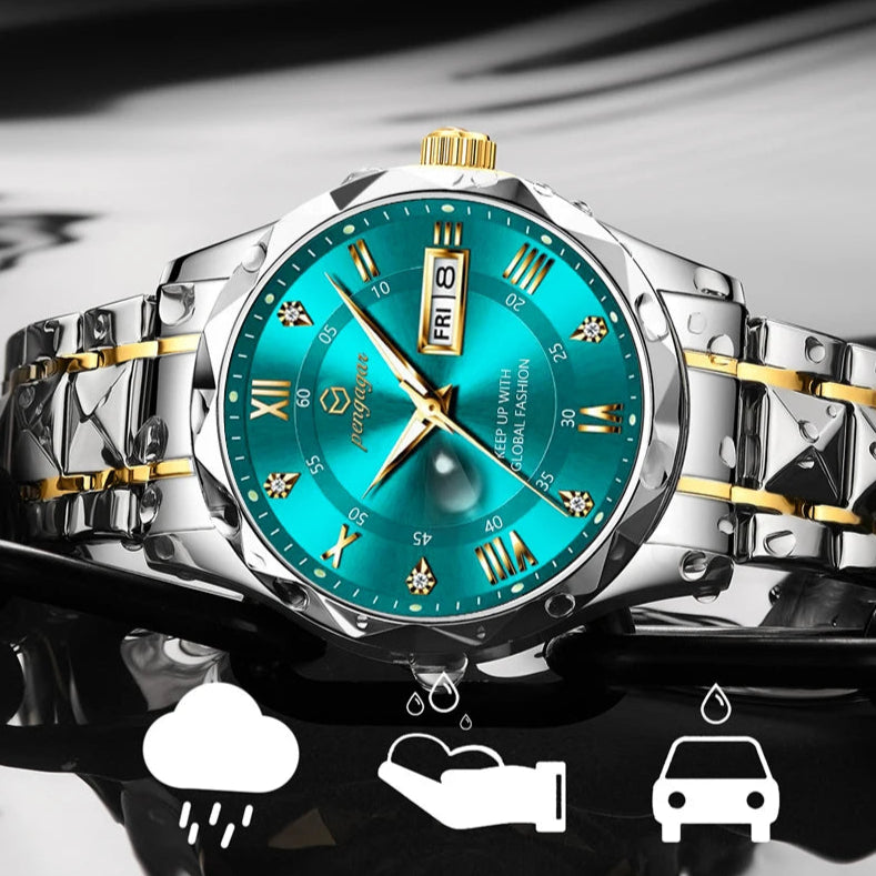Fábrica atacado nova moda masculina relógio à prova dwaterproof água luminosa semana data esportes homem relógio de pulso aço inoxidável relógios quartzo reloj