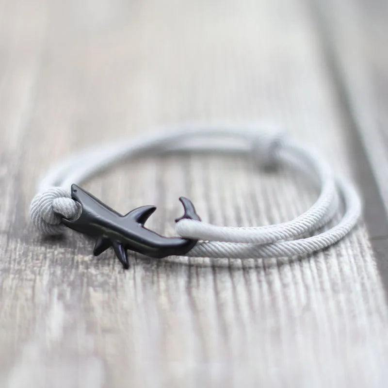 Noter New Shark Bracelet Unisex Double Layer Adjustable 3mm Cord Chain Braclet Beach Jewelry Accessories Surfer Braslet Pulsera