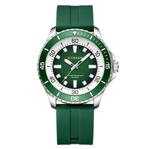 Curren 8448 moda masculina relógio de quartzo ao ar livre grande mostrador luminoso à prova dwaterproof água pulseira silicone esporte relógio pulso reloj hombre