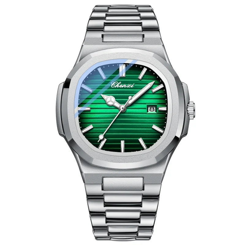 Chenxi 8222 relógio de quartzo masculino luxo aço inoxidável relógio de pulso à prova dwaterproof água luminosa data masculino relógios presente