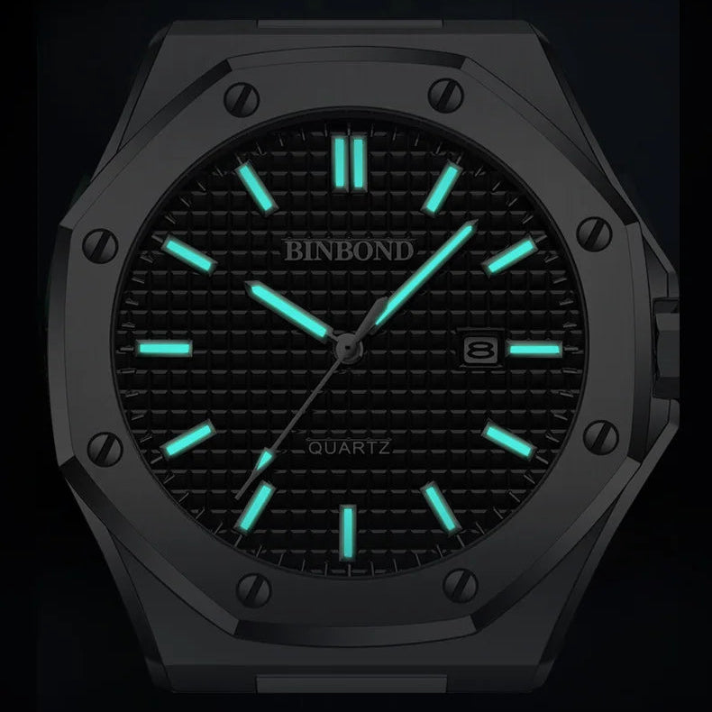 Relógio masculino negócios high-end octogonal com parafusos à prova dwaterproof água masculino moda relógio de quartzo presente