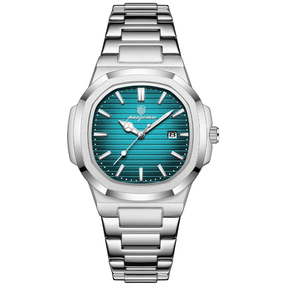 Moda masculina relógios de negócios aço inoxidável quartzo relógio de pulso calendário data masculino casual esportes relógio luminoso