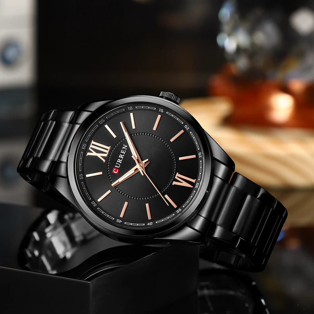 Curren 8423 relógios de quartzo masculino simples pulseira de aço inoxidável à prova dwaterproof água luminosa elegante relógio de negócios esporte casual