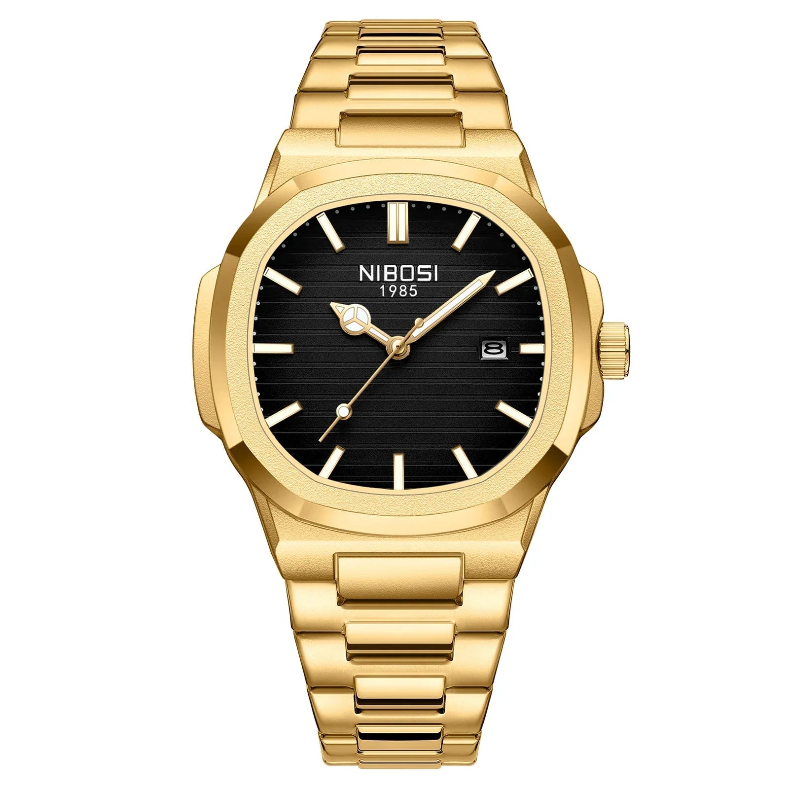 Nibosi relógios masculinos de luxo à prova dwaterproof água luminosa data relógios esportes quadrado relógio masculino casual relógio de pulso quartzo masculino