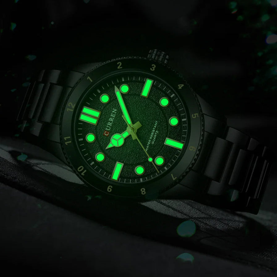 CURREN 8450 Relógios de quartzo masculinos à prova d'água pulseira de aço inoxidável moda esportiva luminosa homem de negócios simples relógio de pulso casual