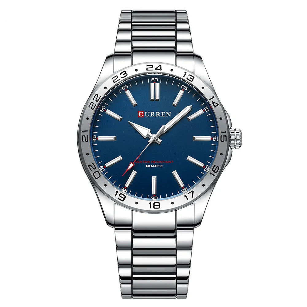 Curren 8452 moda masculina relógios de quartzo clássico aço inoxidável à prova dwaterproof água luminosa esportes lazer negócios relógio de pulso presentes