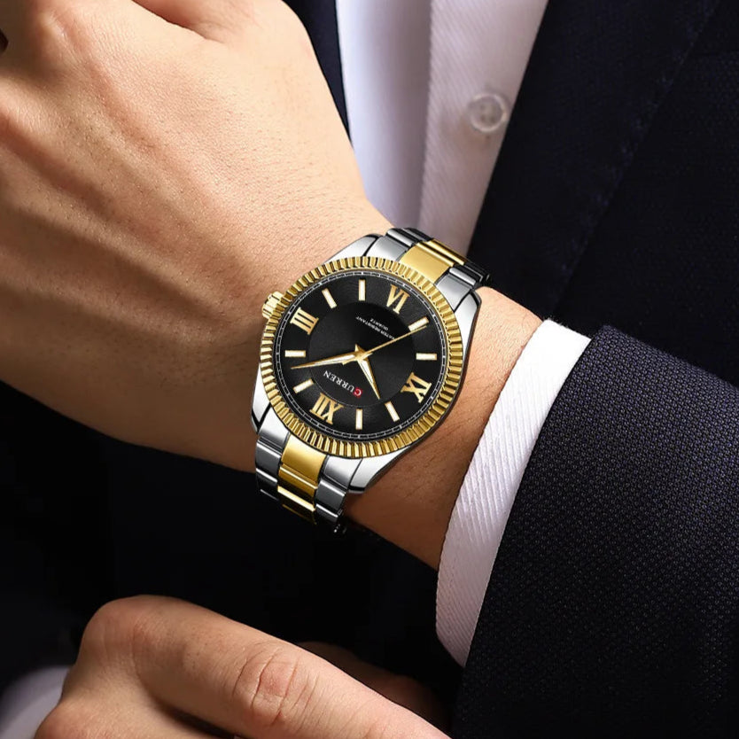 CURREN 8453 Relógios de quartzo masculinos moda elegante simples relógio branco pulseira de aço inoxidável relógio de pulso para presente masculino