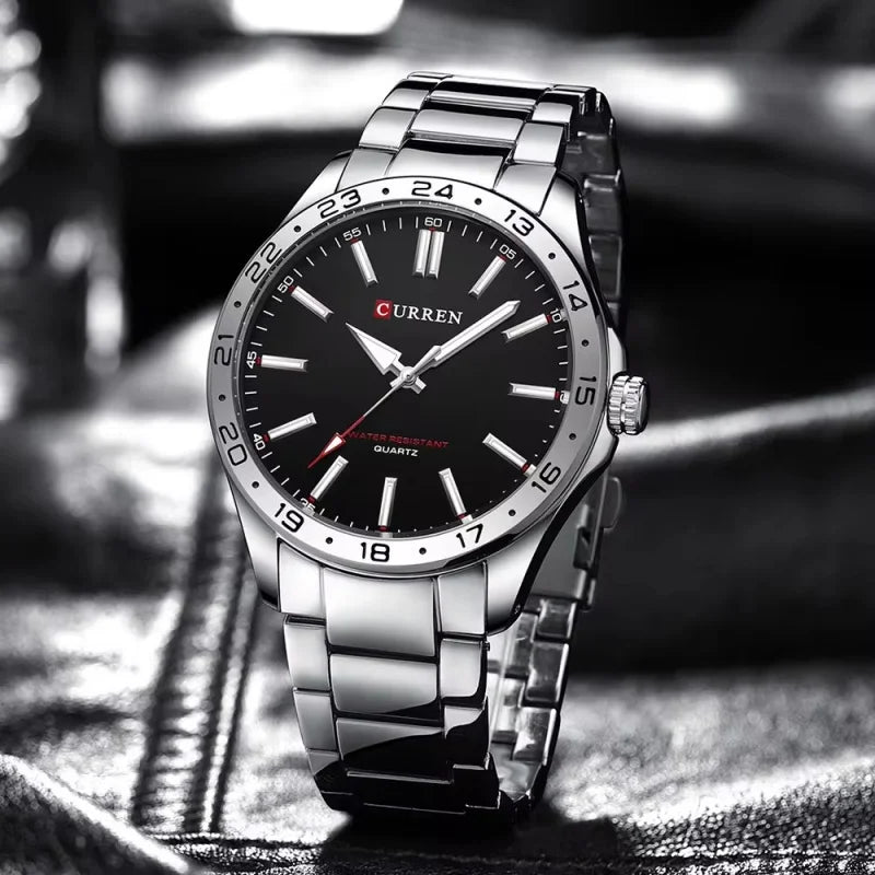 Curren 8452 moda masculina relógios de quartzo clássico aço inoxidável à prova dwaterproof água luminosa esportes lazer negócios relógio de pulso presentes