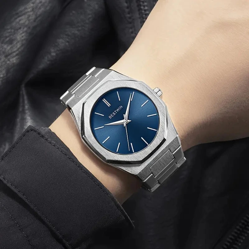 2024 novos relógios de quartzo masculinos de luxo 30m à prova dwaterproof água relógio automático data homem aço inoxidável esporte cronógrafo relógio para homem