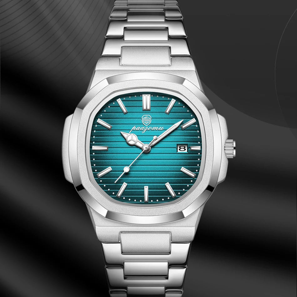 Paazomu luxo homem relógio de pulso à prova dwaterproof água luminosa cronógrafo relógio para homem aço inoxidável relógios quartzo reloj hombre