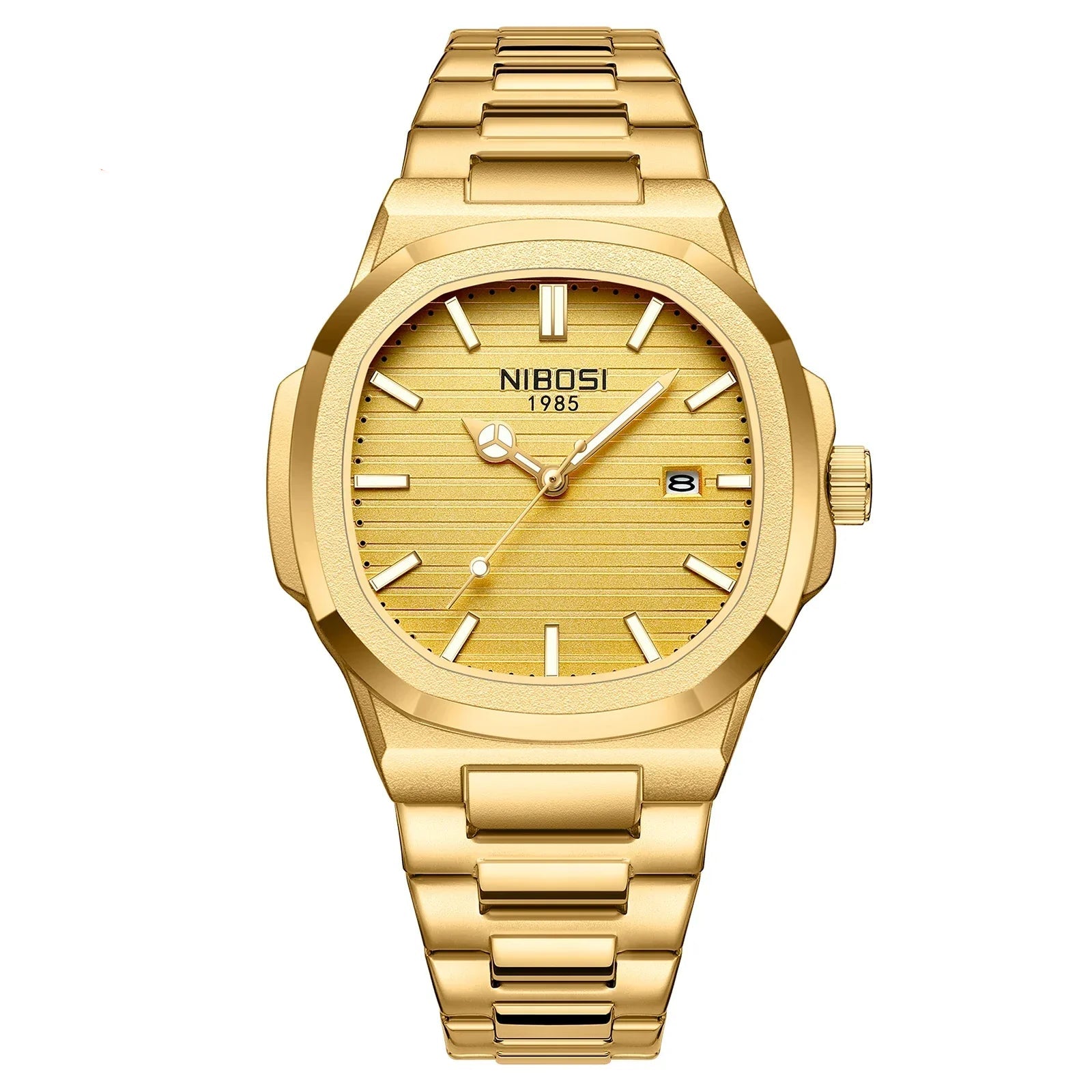 Nibosi relógios masculinos de luxo à prova dwaterproof água luminosa data relógios esportes quadrado relógio masculino casual relógio de pulso quartzo masculino