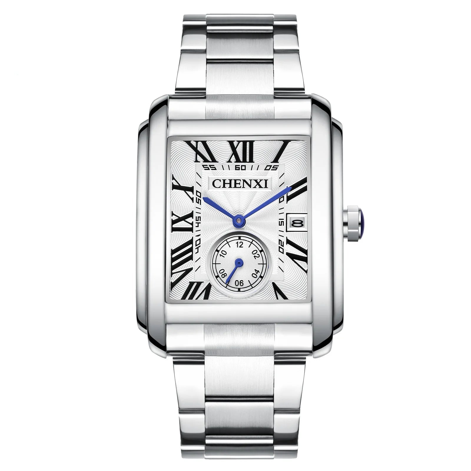 CHENXI 8216 Relógio de quartzo masculino de negócios casual quadrado à prova d'água pulseira de aço inoxidável calendário relógios clássicos da moda para homens