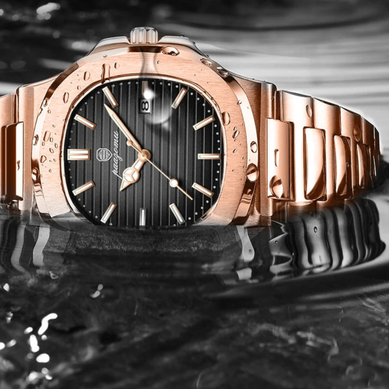 Moda masculina relógios de negócios aço inoxidável quartzo relógio de pulso calendário data masculino casual esportes relógio luminoso