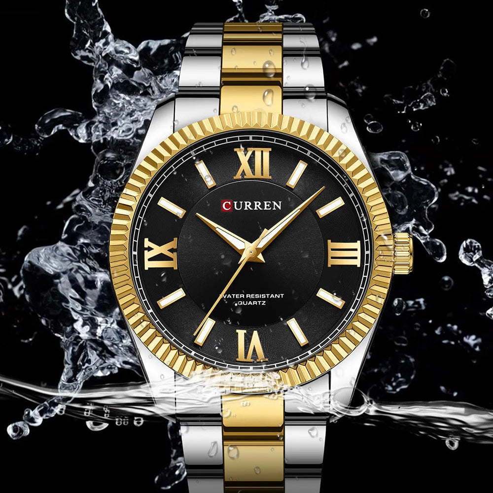 CURREN 8453 Relógios de quartzo masculinos moda elegante simples relógio branco pulseira de aço inoxidável relógio de pulso para presente masculino