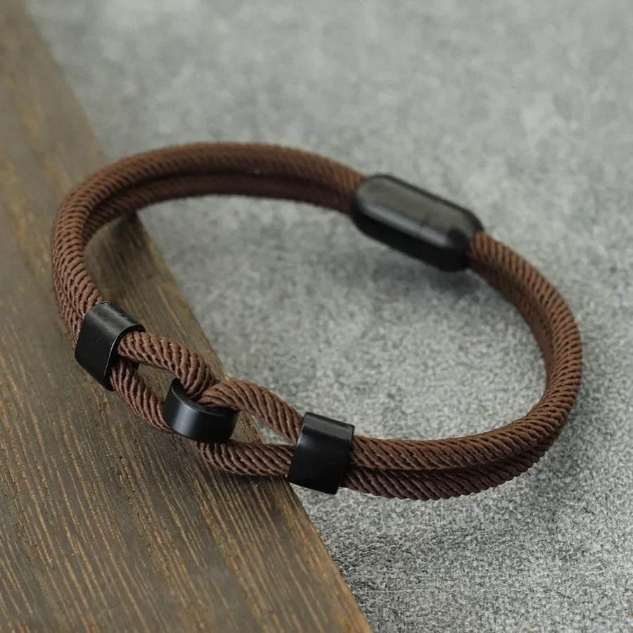 Unique Stylish Knot Bracelet For Men Stainless Steel Strong Magnetic Buckle Rope Braclet Father Day Gift Pulsera Hombre Joias