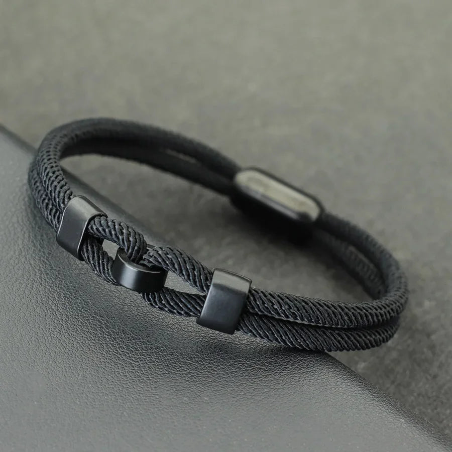 Unique Stylish Knot Bracelet For Men Stainless Steel Strong Magnetic Buckle Rope Braclet Father Day Gift Pulsera Hombre Joias