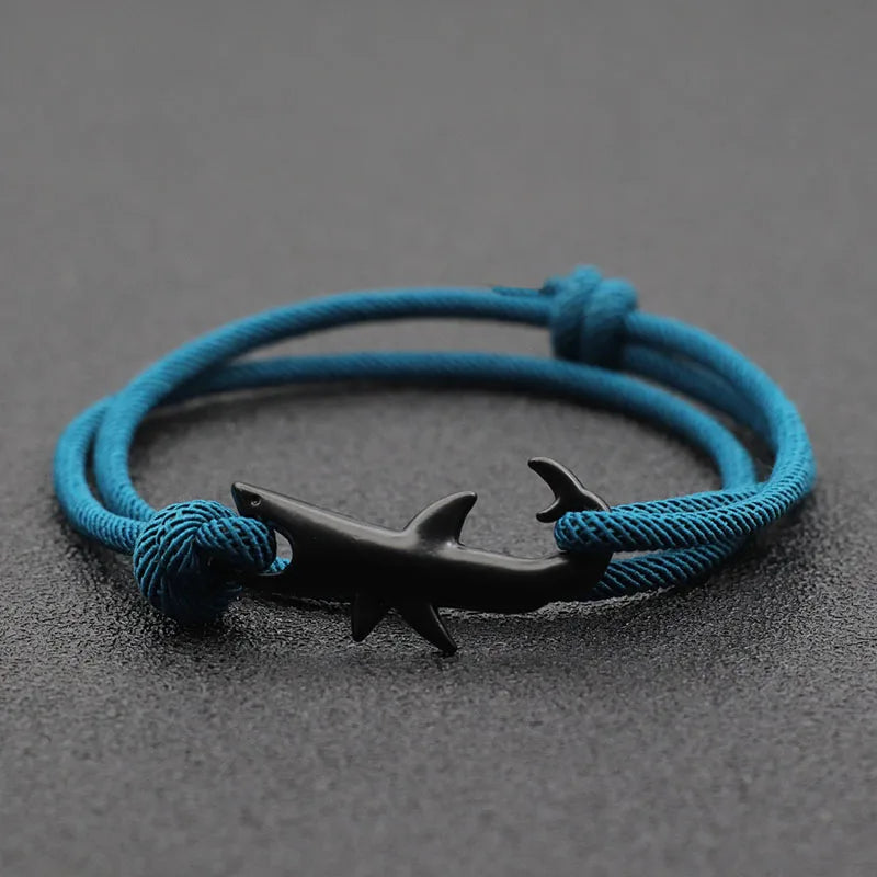 Noter New Shark Bracelet Unisex Double Layer Adjustable 3mm Cord Chain Braclet Beach Jewelry Accessories Surfer Braslet Pulsera