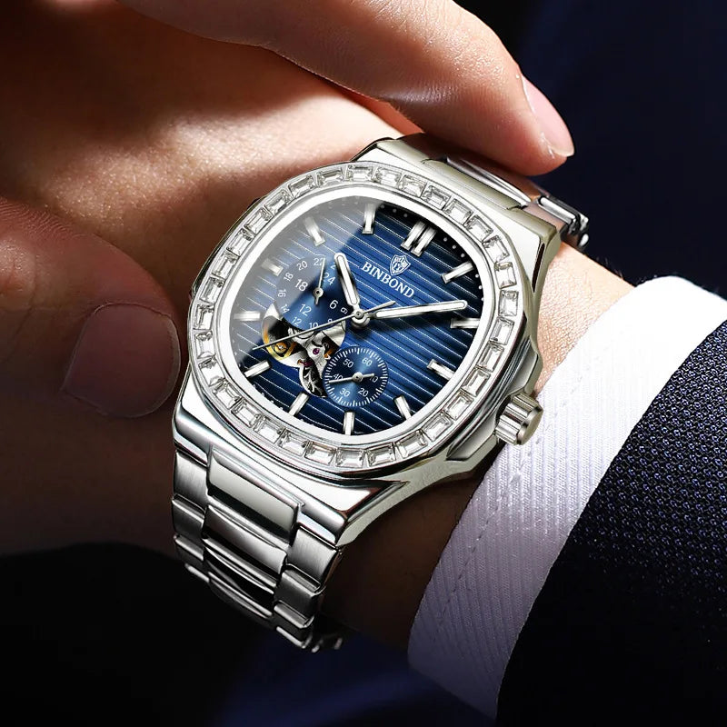 UTHAI Relógio Masculino Negócios Autêntico Multi funcional Oco Mecânico Relógio Totalmente Automático À Prova D 'Água Masculino Moda Relógio presentes
