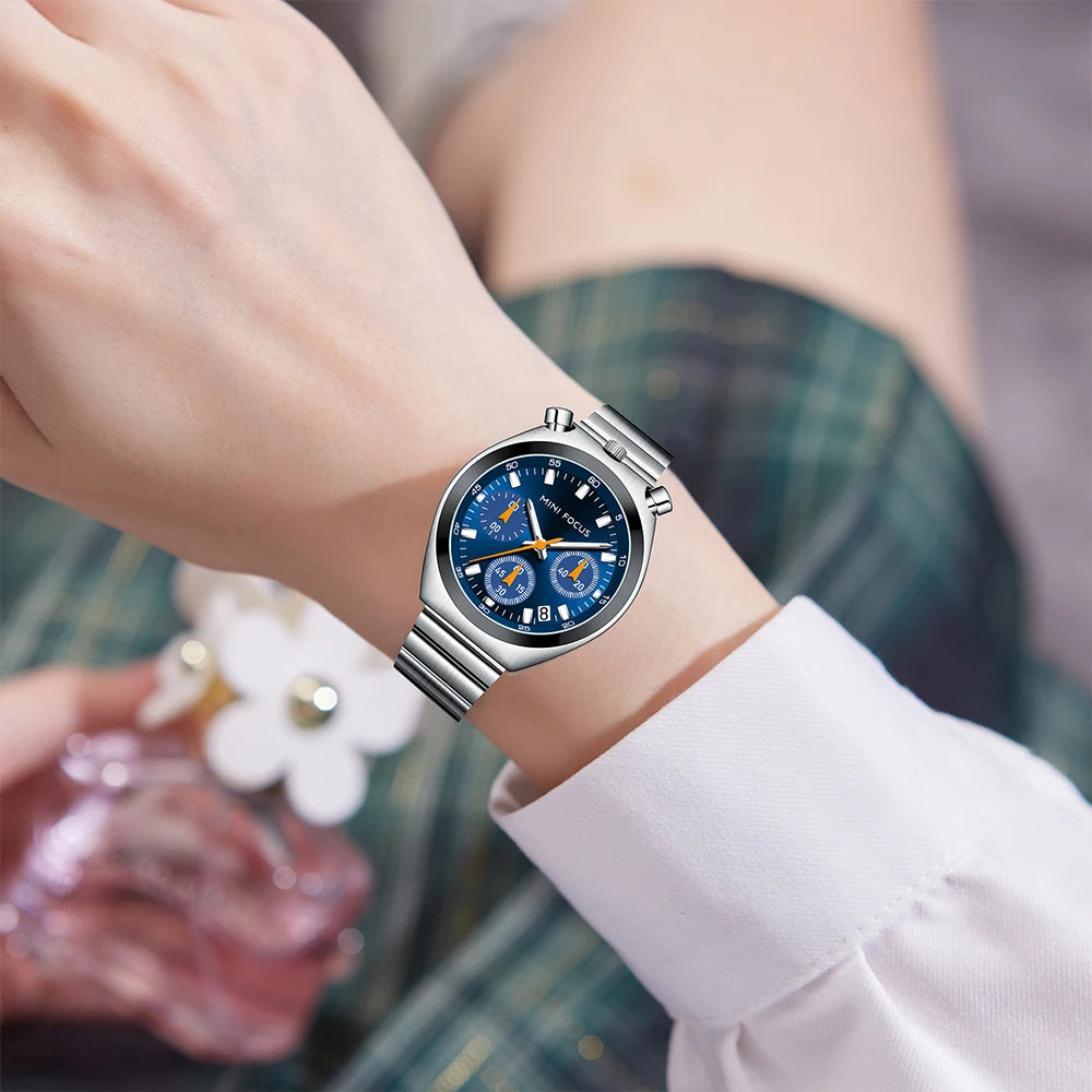 Mini foco 0491 relógios femininos de quartzo elegante relógio multifuncional para mulheres moda relógio de pulso à prova d'água presente reloj mujer 