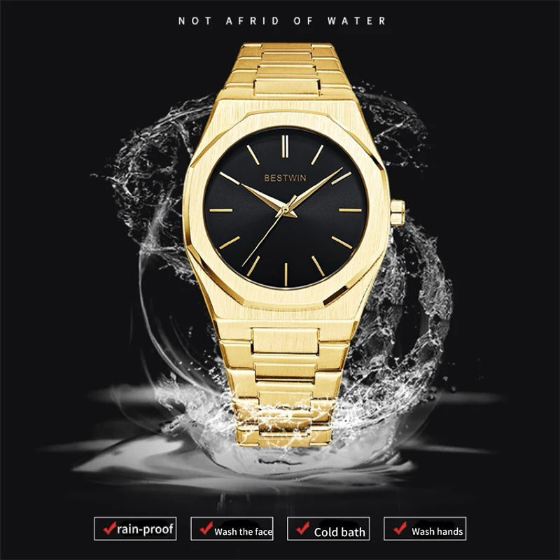 2024 novos relógios de quartzo masculinos de luxo 30m à prova dwaterproof água relógio automático data homem aço inoxidável esporte cronógrafo relógio para homem