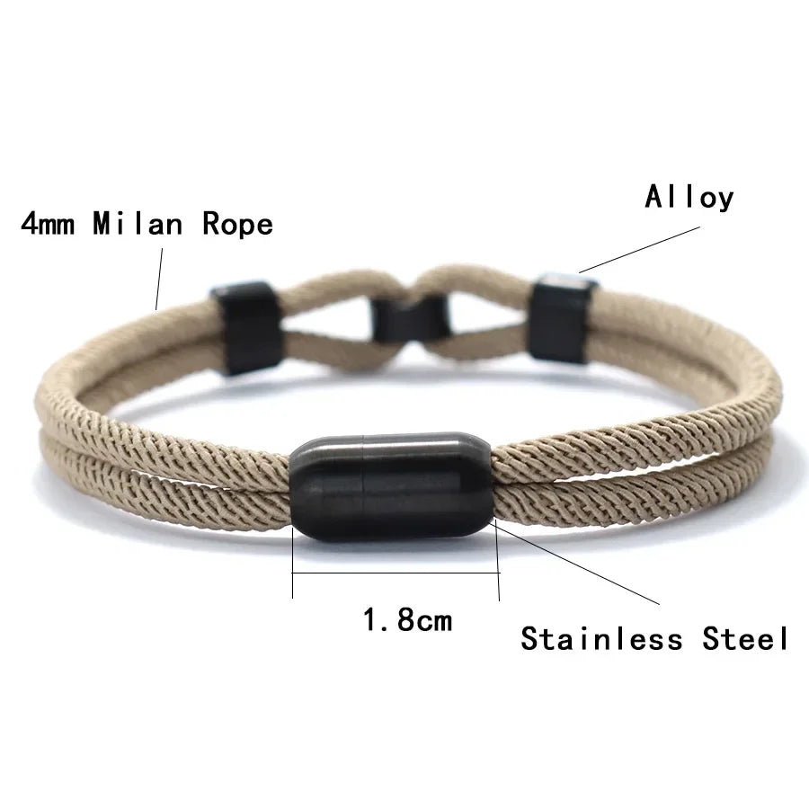 Unique Stylish Knot Bracelet For Men Stainless Steel Strong Magnetic Buckle Rope Braclet Father Day Gift Pulsera Hombre Joias