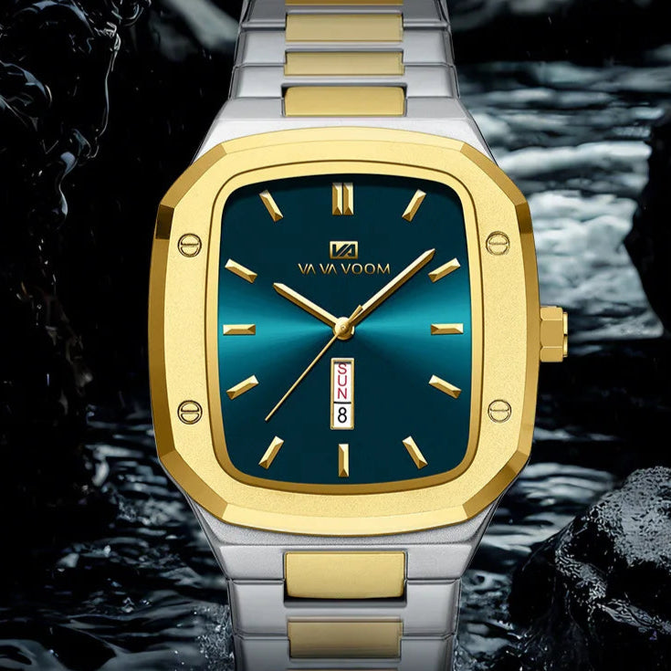 Relógio masculino high end negócios à prova dwaterproof água criativo duplo calendário tira de aço alta qualidade moda masculina relógios quartzo