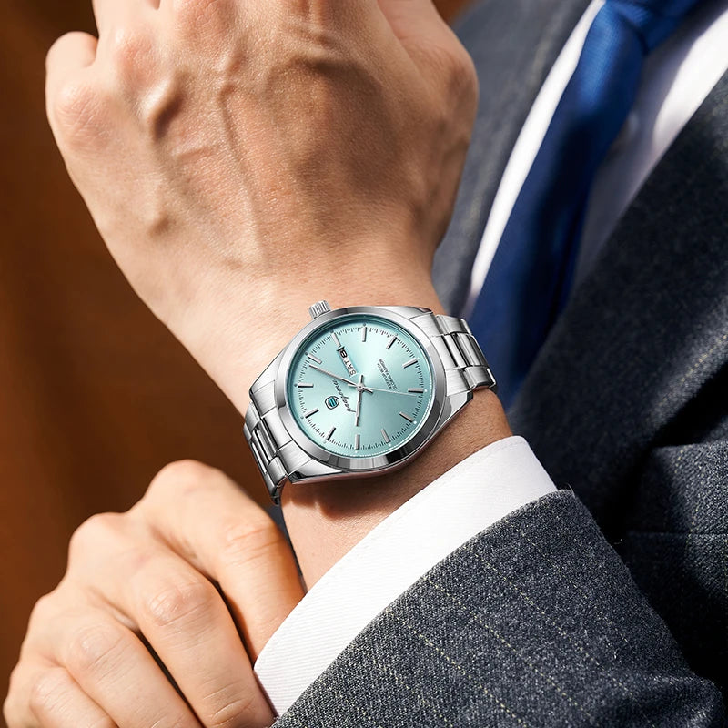 PAAZOMU Relógio masculino de quartzo de aço inoxidável 30 metros à prova d'água luminoso calendário automático estilo esportivo adequado para uso diário