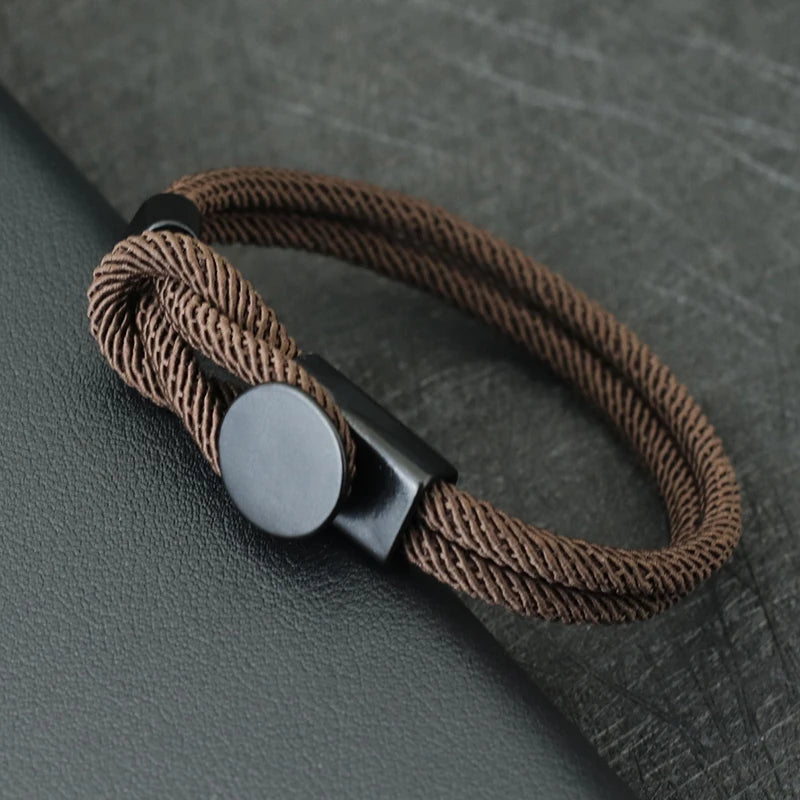 New Novel Men Rope Bracelet Double Layer 4mm Nylon Cord Chain Braclet 3 Sizes Lucky Red Thread Pulseria Gift For Him Accessories
