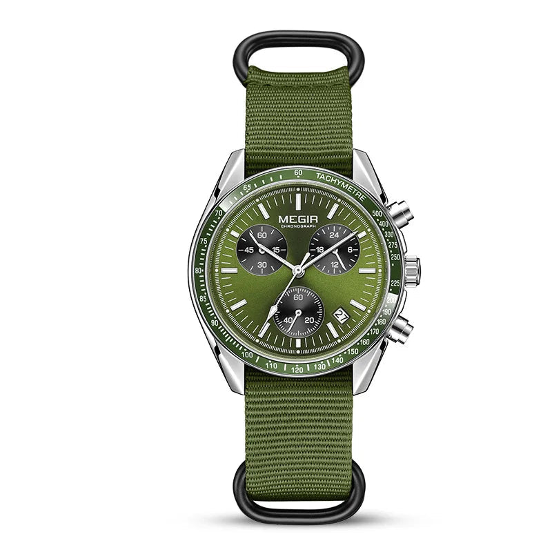 Megir 2247 relógio de quartzo de luxo masculino lona tecelagem cinta cronógrafo calendário vida à prova dwaterproof água lazer moda relógio masculino presente