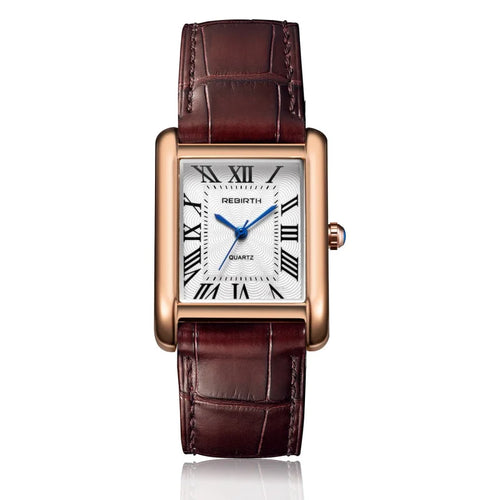 Renascimento 002 elegante relógio de quartzo feminino simples mostrador quadrado lazer pulseira couro à prova dwaterproof água simples elegante senhora relógios negócios