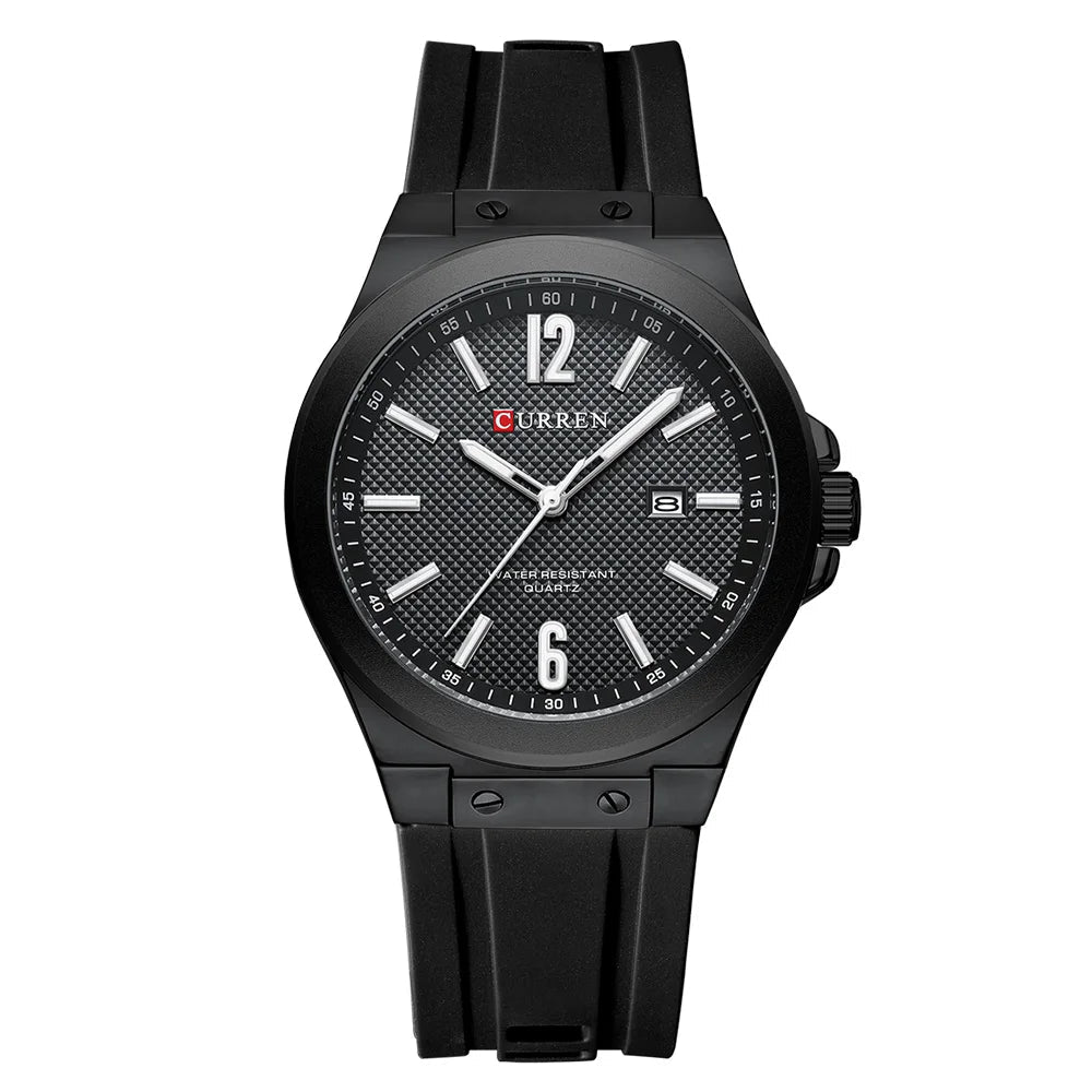Curren 8467 relógio esportivo masculino de quartzo, pulseira de silicone, calendário à prova d'água, relógios de moda para homens, relógio de pulso casual luminoso masculino