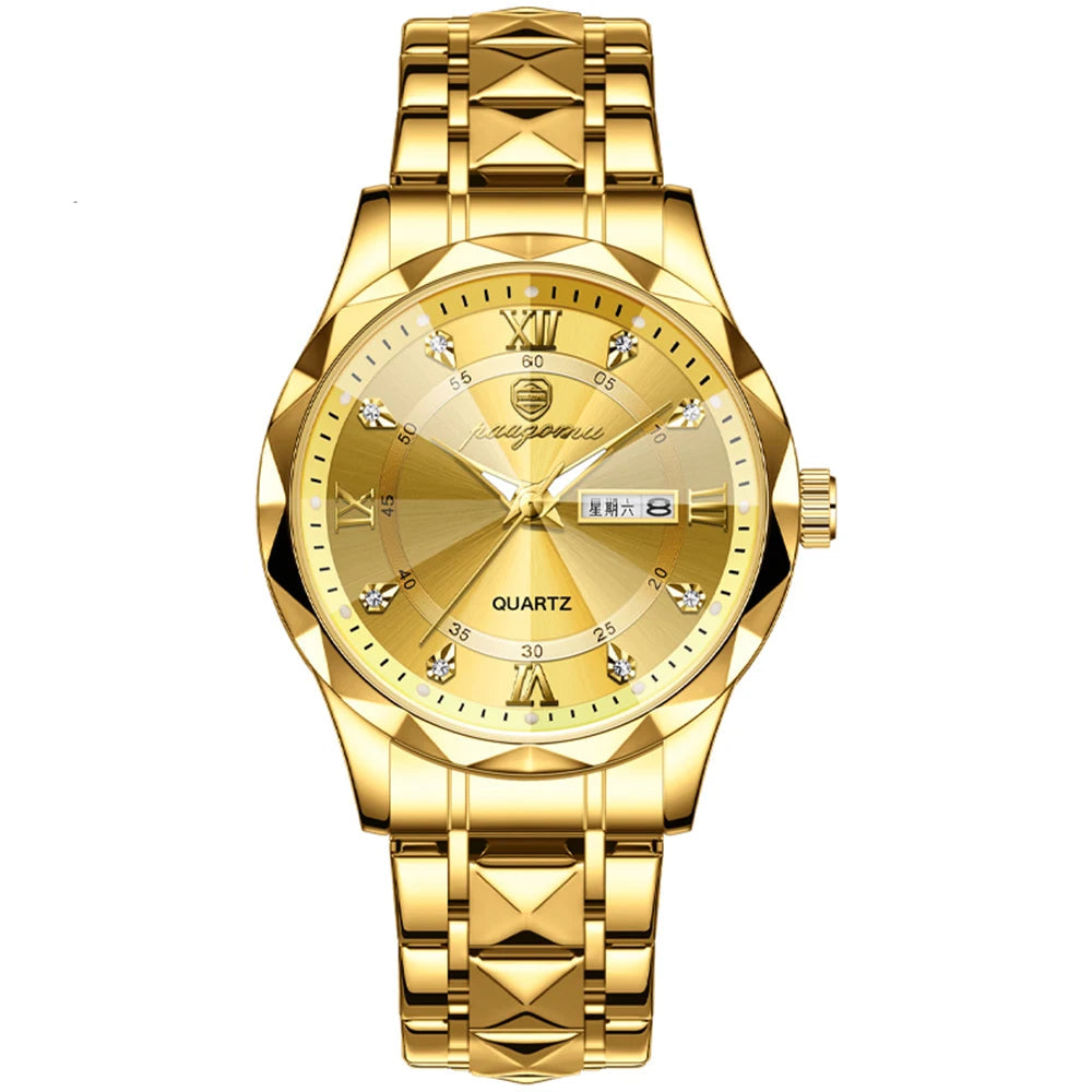 PENGAGAR Top Marca de Luxo Homem Relógio de Pulso À Prova D 'Água Luminosa Data Semana Homens Relógios de Aço Inoxidável Relógio de Quartzo Masculino reloj