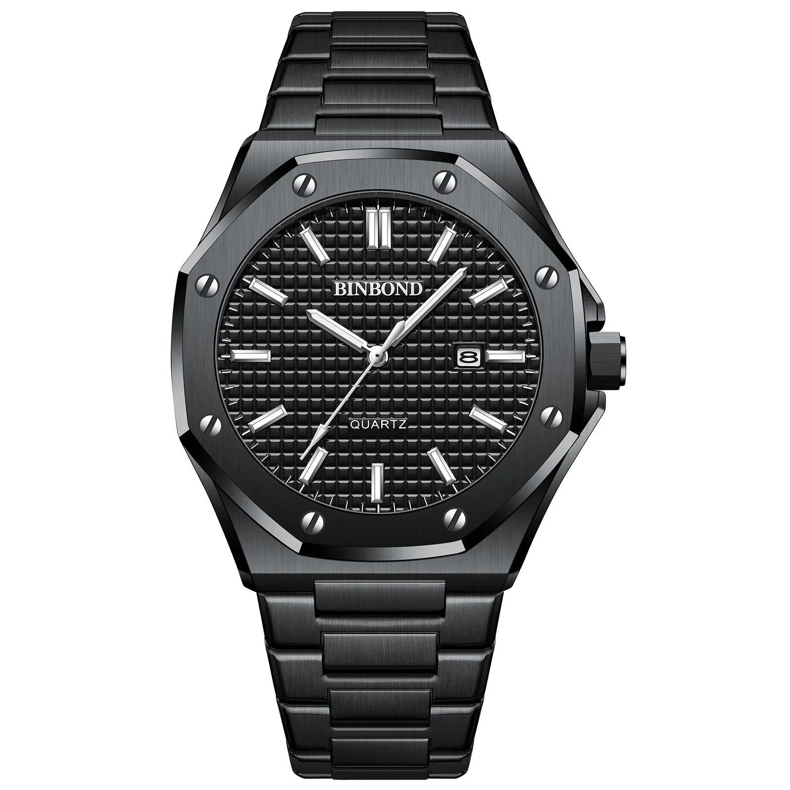 Relógio masculino negócios high-end octogonal com parafusos à prova dwaterproof água masculino moda relógio de quartzo presente