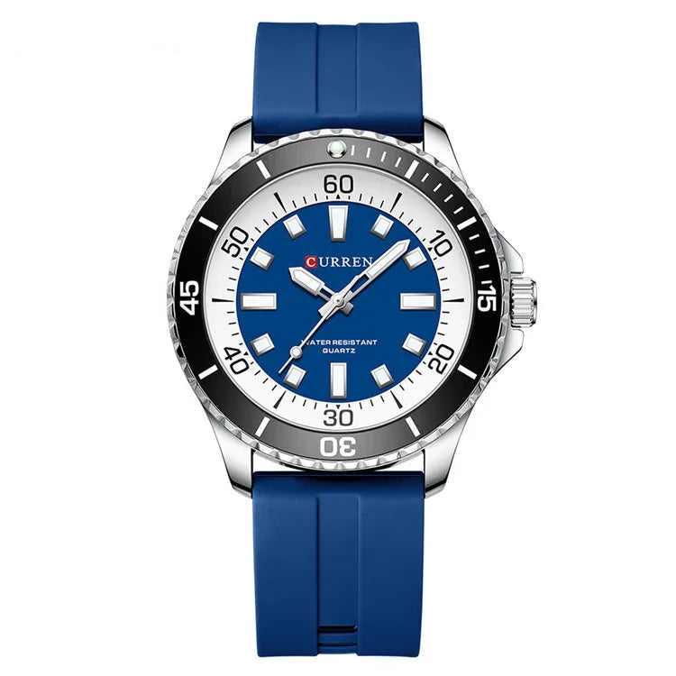 Curren 8448 moda masculina relógio de quartzo ao ar livre grande mostrador luminoso à prova dwaterproof água pulseira silicone esporte relógio pulso reloj hombre