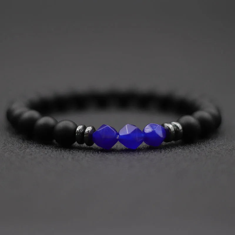 Fashion Mens Bracelet Black Onyx Stone Braclet Irregular Natural Tiger Eyes Sodalite Beaded Braslet Pulsera Hombre Accessories