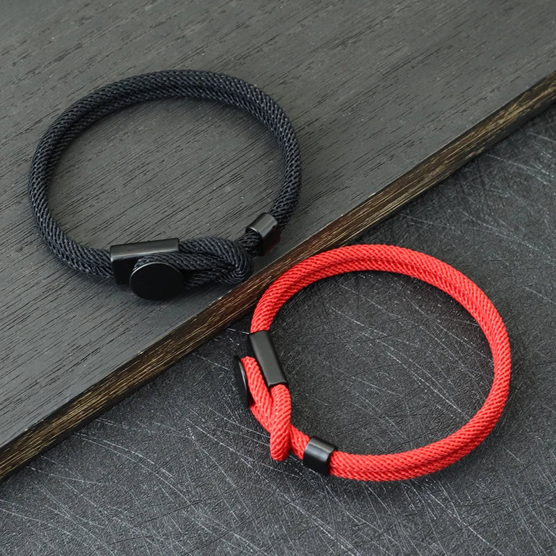 New Novel Men Rope Bracelet Double Layer 4mm Nylon Cord Chain Braclet 3 Sizes Lucky Red Thread Pulseria Gift For Him Accessories