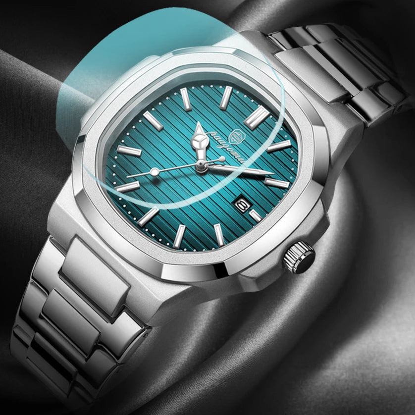 Paazomu luxo homem relógio de pulso à prova dwaterproof água luminosa cronógrafo relógio para homem aço inoxidável relógios quartzo reloj hombre