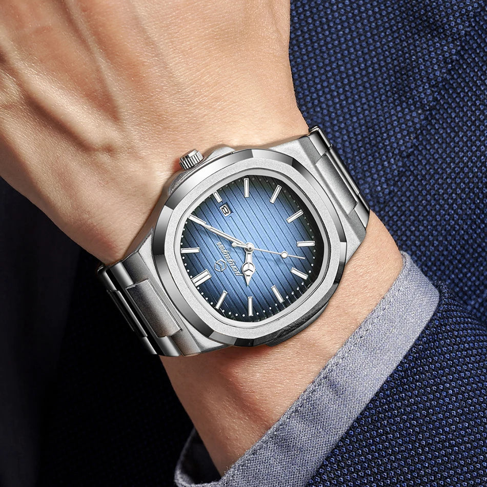 2025 novo homem militar de luxo relógio quadrado à prova dwaterproof água luminosa data semana relógio masculino aço inoxidável quartzo relógios reloj + caixa
