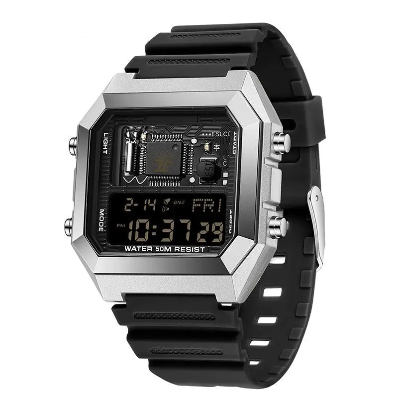 SANDA 6216 Moda Relógios Eletrônicos para Homens Despertador Estudantes Mostrador Quadrado Multifuncional Calendário À Prova D 'Água Relógio Esportivo